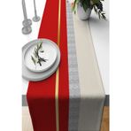 Viva Home Kırmızı Gold Dokuma Leke Tutmayan Premium Tay Tüyü Kumaş Masa Örtüsü Runner 40x140cm Rnr603