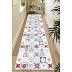 Viva Home Kırmızı Kaymaz Çini Desen Kesme Rulo Özel Ölçü Yolluk AR454 - Beyaz - Kırmızı - 80 x 290 cm