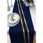 Viva Home Lacivert 40x140 Cm Gold Premium Süet Dokuma Kumaş Leke Tutmayan Masa Örtüsü Runner Rnr506