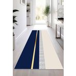 Viva Home Lacivert Gold Kaymaz Modern Kesme Rulo Yolluk Halı Vh013, Lacivert, 100 X 240
