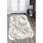 Viva Home Lazer Kesim Kaymaz Tabanlı Makinede Yıkanabilen Halı Rv305, Oval-Altın, 80 X 150