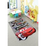 Viva Home Lazer Kesim Kaymaz Tabanlı Makinede Yıkanan Arabalar Şimşek Mcqueen Çocuk Halısı Kd082, Renkli3512, 80 X 180