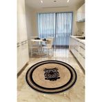 Viva Home Leke Kir Tutmaz Hasır Görünümlü Dijital Kaymaz Tabanlı Yıkanabilir Yuvarlak Mutfak Halısı Ar1079, Baykuş-Daire, 120 X 120
