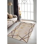 Viva Home Makinede Yıkanabilir Kaymaz Taban Dekoratif Halı Prizma Ar174, Bej, 100 X 200