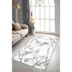 Viva Home Makinede Yıkanabilir Kaymaz Taban Dekoratif Halı Prizma Rv015, Gümüş, 100 X 200