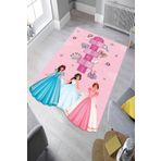 Viva Home Makinede Yıkanabilir Kaymaz Tabanlı Çocuk Halısı Prensesli Ar162 Lazer Kesim, Pembe, 80 X 200