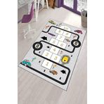 Viva Home Makinede Yıkanabilir Kaymaz Tabanlı Seksekli Otoyollu Çocuk Oyun Halısı Ar154, Gri, 80 X 120