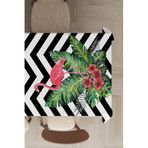 Viva Home Masa Örtüsü Leke Tutmaz Tay Tüyü Kadife Yıkanabilir Leke Tutmaz Kumaş Flamingo Desenli Mso099, Siyah, 140 X 140