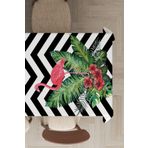 Viva Home Masa Örtüsü Leke Tutmaz Tay Tüyü Kadife Yıkanabilir Leke Tutmaz Kumaş Flamingo Desenli Mso099, Siyah, 140 X 240