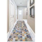 Viva Home Renkli Kaymaz Çini Desen Kesme Rulo Özel Ölçülü Yolluk AR270 - 80 x 350 cm