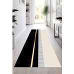 Viva Home Siyah Gold Kaymaz Taban Modern Kesme Rulo Yolluk Halı Vh012, Siyah, 120 X 290
