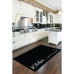 Viva Home Siyah Kaymaz Tabanlı Kitchen Yazılı Mutfak Halısı Yolluk VH089