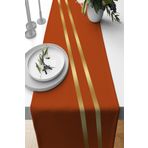 Viva Home Turuncu 40 X 140 Gold Premium Süet Dokuma Kumaş Leke Tutmaz Masa Örtüsü Runner Rnr502