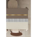 Viva Home Yıkanabilir Leke Tutmayan Premium Tay Tüyü Kadife Kumaş Gold Çizgili Masa Örtüsü Mso479