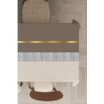 Viva Home Yıkanabilir Leke Tutmaz Premium Tay Tüyü Kadife Kumaş Gold Çizgili Masa Örtüsü Mso479, Gold - Bej, 140 X 240