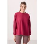 Viva Kırmızı Yumuşak Dokulu O Yaka Oversize Kadın Tunik Sweatshirt - 97303