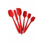 VIVALUXE 6 Parça Silikon Mutfak Gereçleri Seti – Isıya Dayanıklı Spatula, Fırça ve Kaşık Seti – Yapışmaz Tencere Dostu – Kırmızı, Siyah ve Mor Renk Seçenekleri (Kırmızı)