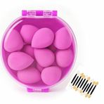 VIVALUXE 8’li Makyaj Süngeri Seti + Aplikatör Çubuk Hediyeli – Yumuşak, Lateks İçermeyen Beauty Blender Süngerleri (Yeşil, Pembe, Sarı, Mavi, Mor) | Nemli & Kuru Kullanım (Pembe)
