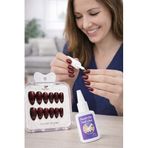 VIVALUXE Bordo Simli Takma Tırnak Seti, Yapıştırıcılı, Uzun Badem, Form, Dayanıklı Press On Nail Art, Evde Kolay Uygulama, Şık ve Parlak Görünüm