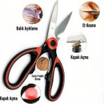 VIVALUXE Kırmızı Ağır Hizmet Tipi Keskin Mutfak Makası, Çok Amaçlı Paslanmaz Çelik Makas, Tavuk, Balık, Et, Sebzeler, Otlar, Barbekü, Çiçekler, Kuruyemişler için Mutfak Makası
