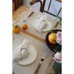 Vivamaison 4'lü Amerikan Servis Ham Pamuk Örme Dantel Saçaklı 35X50 cm 4 Adet - 35 x 50 cm - Krem