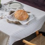 Vivamaison Dantelli Gri Çizgili Keten 120x120 cm Masa Örtüsü