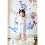 Vivamaison Müslin Bebek Çocuk Bornoz, %100 Pamuk 4 Kat Beyaz - 4 - 6 Yaş