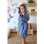Vivamaison Muslin Bebek Cocuk Bornoz, 100 Pamuk 4 Kat Indigo