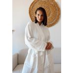 Vivamaison Yetişkin Kimono Bornoz, 100 Pamuk 4 Kat Multi Müslin Beyaz