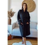 Vivamaison Yetişkin Kimono Bornoz, 100 Pamuk 4 Kat Multi Müslin Siyah