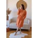 Vivamaison Yetişkin Kimono Bornoz, %100 Pamuk 4 Kat Multi Müslin Terracotta - L-XL - Turuncu