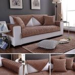 Vivamia 7 Parça Kaymaz Taban Kapitone Koltuk Çekyat Kanepe Örtüsü - Kahverengi - 90 x 200 cm
