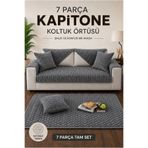 vivamia 7 Parça Kaymaz Taban Kapitone Koltuk Örtüsü Takımı Çekyat Kanepe Seti