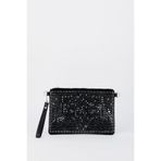 Vivaq Kadın Dikey Gümüş Taşlı Süet Bilek Askılı Ve Zincir Askılı Portföy El Ve Clutch Çanta