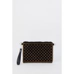 Vivaq Kadın Kapitone Altın Taşlı Süet Bilek Askılı ve Zincir Askılı Portföy El ve Clutch Çanta