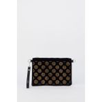 Vivaq Kadın Puantiyeli Altın Taşlı Süet Bilek Askılı ve Zincir Askılı Portföy El ve Clutch Çanta