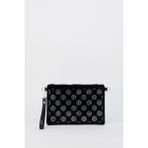 Vivaq Kadın Puantiyeli Gümüş Taşlı Süet Bilek Askılı ve Zincir Askılı Portföy ve Clutch Çanta