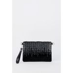Vivaq Kadın Şehir Silüeti Gümüş Taşlı Süet Bilek Askılı ve Zincir Askılı Portföy El ve Clutch Çanta