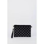 Vivaq Kadın Sıralı V Gümüş Taşlı Süet Bilek Askılı ve Zincir Askılı Portföy ve Clutch Çanta