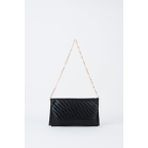 Vivaq Kadın Siyah Zarf Hasır Örgü Tasarım 2 Bölmeli Mini Zincir Askılı Çıt Çıt Kapama Clutch Ve El Çantası