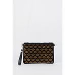 Vivaq Kadın Yelpazer Altın Taşlı Süet Bilek Askılı ve Zincir Askılı Portföy El ve Clutch Çanta