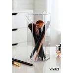 Vivart Büyük Boy Kapaklı Makyaj Fırça Düzenleme Kutusu Çok Amaçlı Dekoratif Makyaj Organizer