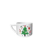 VIVAS Seramik Yılbaşı Desenli Fincan Sivri Kulplu Türk Kahve Fincan No 5 - Çam Ağacı Süslü (Christmas Fincan)