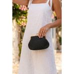 Vivazzaluxe Vintage Model Hasır Örme Mini Omuz, Portföy Clutch Çanta - Siyah