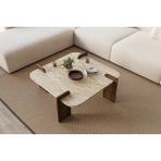 Vivense Afrolli Dekoratif Ceviz Desen Orta Sehpa, Iskandinav Bohem - 70 cm x 70 cm x 35 cm