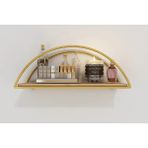 Vivense Bino Elips Masif Ağaç Paslanmaz Dekoratif Mutfak Banyo Rafı, Gold - 41 cm x 15 cm x 17 cm