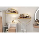 Vivense Bino Elips Masif Ağaç Paslanmaz Dekoratif Mutfak Banyo Rafı, Ikili Set, Gold - 41 cm x 15 cm x 17 cm