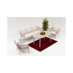 Vivense Brook Alüminyum Ip Örgü Bahçe Oturma Grubu - 184 cm x 68.5 cm x 75 cm - Krem