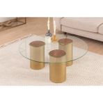 Vivense Carmen Orta Sehpa, Yuvarlak, Pirinç Eskitme - 90 cm x 90 cm x 35 cm - Gold