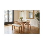 Vivense Elena Natural Ahşap Açılır Mutfak Masa Takımı, 80X120 cm - 45 cm x 45 cm